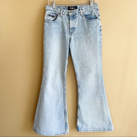 lei Denim - Vintage Y2K LEI High Rise Flare Jeans size 11 light wash 100% cotton bell bottom